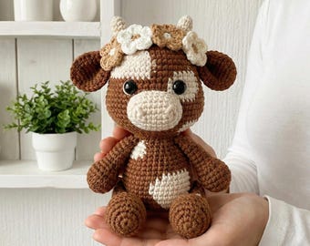 Crochet Cow Pattern, Amigurumi Cow Doll PDF, Calf Plush Toy, Farm Animal