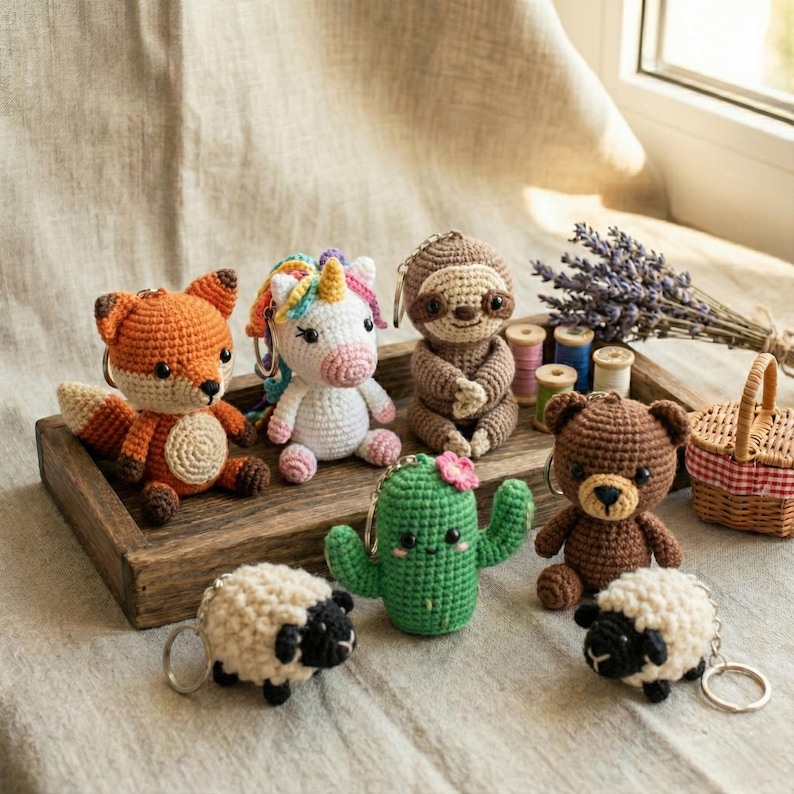 Amigurumi Keychain Pattern Bundle, 100+ Crochet Keyring Animals, Mix ...