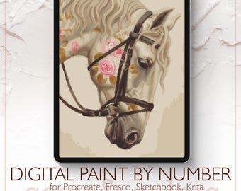 Horse - Digital Paint by Number Kit for Procreate - Digital download - Instant