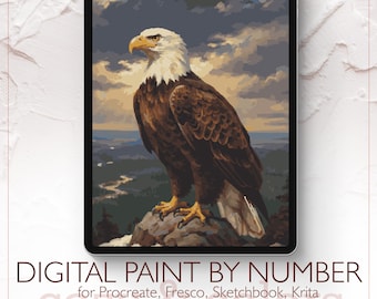 Bald Eagle - Digital Paint by Number Kit for Procreate - Digital download - Instant