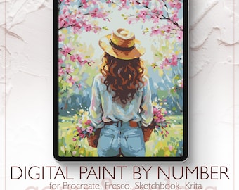 Nancys Spring Garden - Digital Paint by Number Kit for Procreate - Digital download - Instant