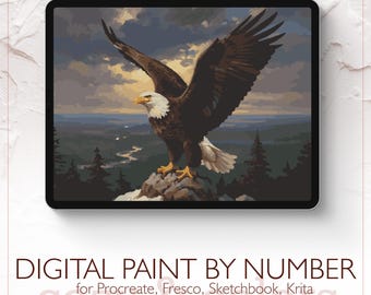 Bald Eagle - Digital Paint by Number Kit for Procreate - Digital download - Instant