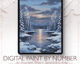 Ice Sunset - Digital Paint by Number Kit for Procreate - Digital download - Instant