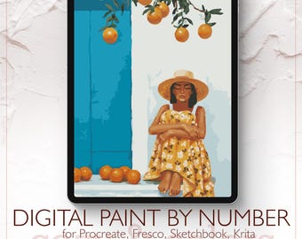 Terraza Naranja - Kit de pintura digital por números para Procreate - Descarga digital - Instantánea