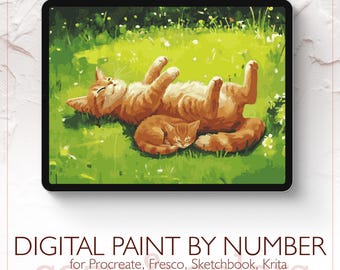 Orange Cats Life - Digital Paint by Number Kit for Procreate - Digital download - Instant