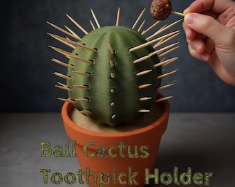 Ball Cactus Toothpick Holder | Kitchen Decor |  holds 72 toothpicks | Charcuterie board accessory