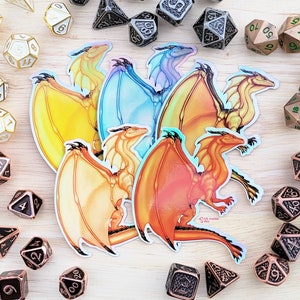 Metallic Dragon Holographic Stickers