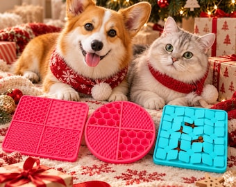 Tapis à lécher en silicone pour chiens et chats, tapis d'alimentation lente, tapis d'enrichissement pour aliments humides et secs, tapis d'alimentation à renifler