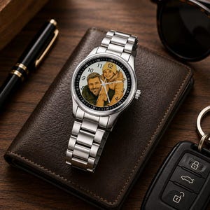Esfera de reloj personalizada • Reloj personalizado • Reloj de pulsera con foto personalizada • Regalo para el Día del Padre • Regalo de aniversario único • Regalo para él/ella imagen 14