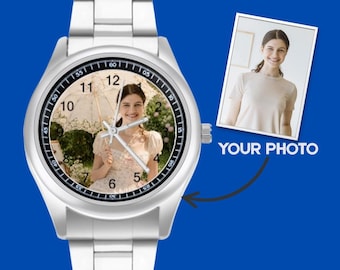 Reloj personalizado con foto, reloj de pulsera personalizado para parejas, regalo de aniversario para él y para ella.