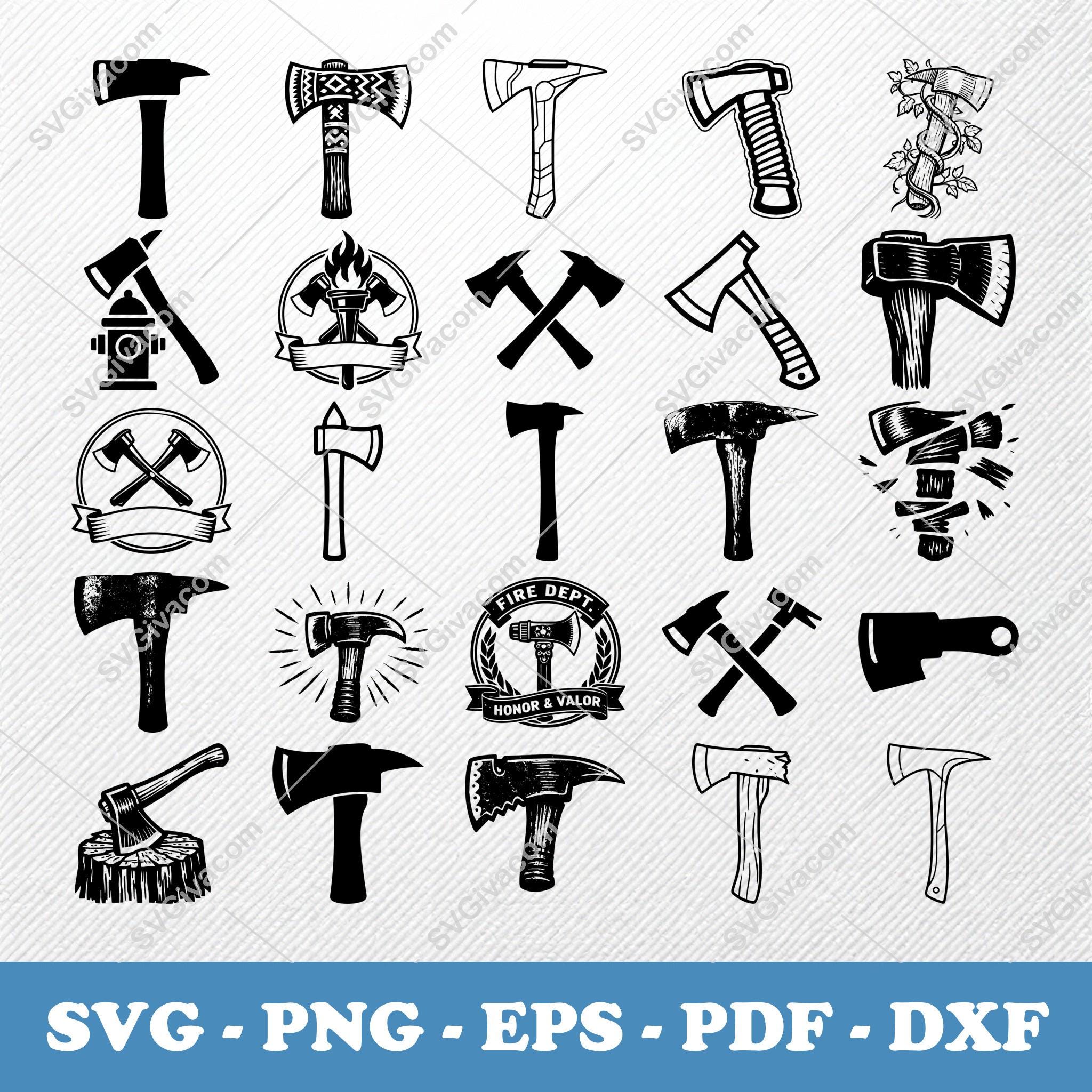 Fire Axe SVG Bundle, 40 Fireman Hatchet Silhouette Designs, Firefighter ...