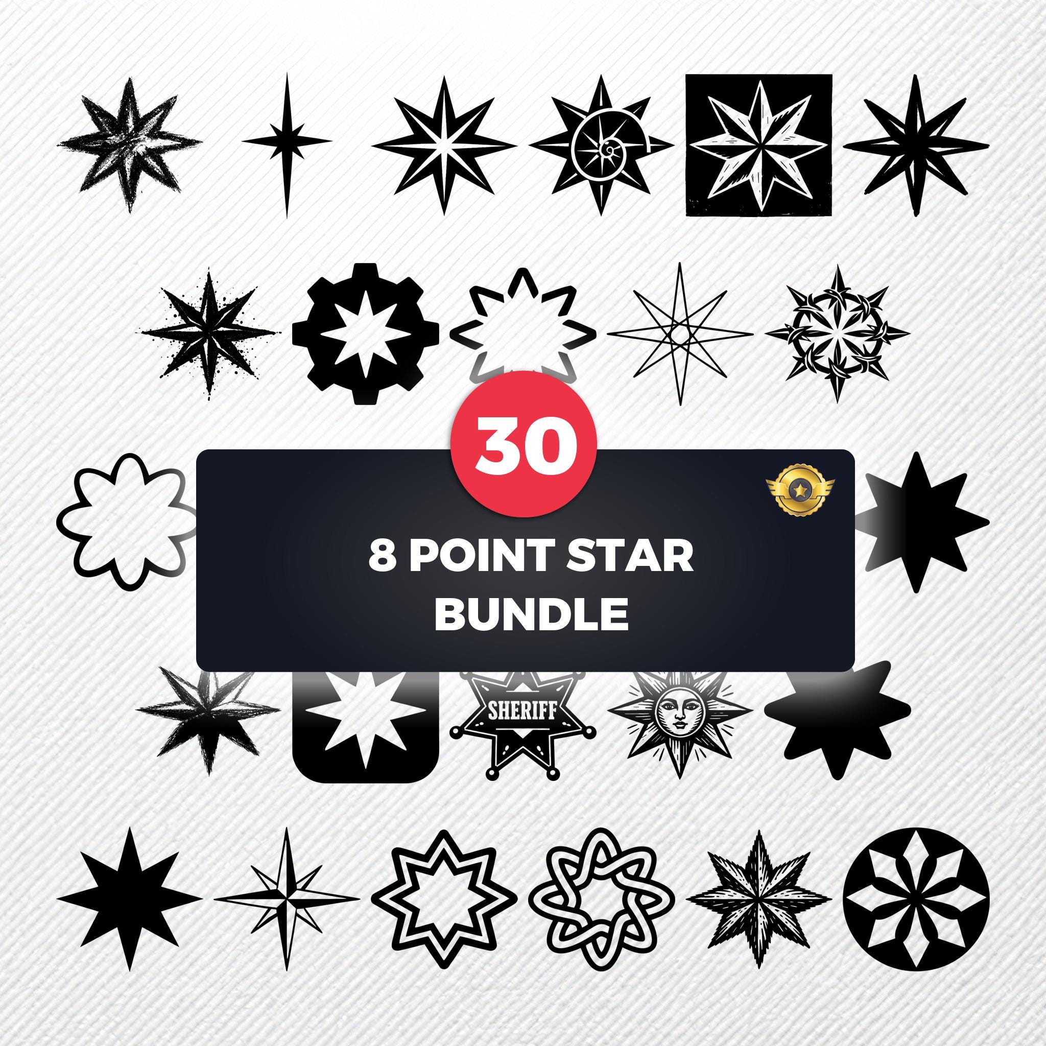 All Point Svg 8 Point Star SVG Bundle | 30 Clipart Designs | PNG Eps PDF Dxf ...