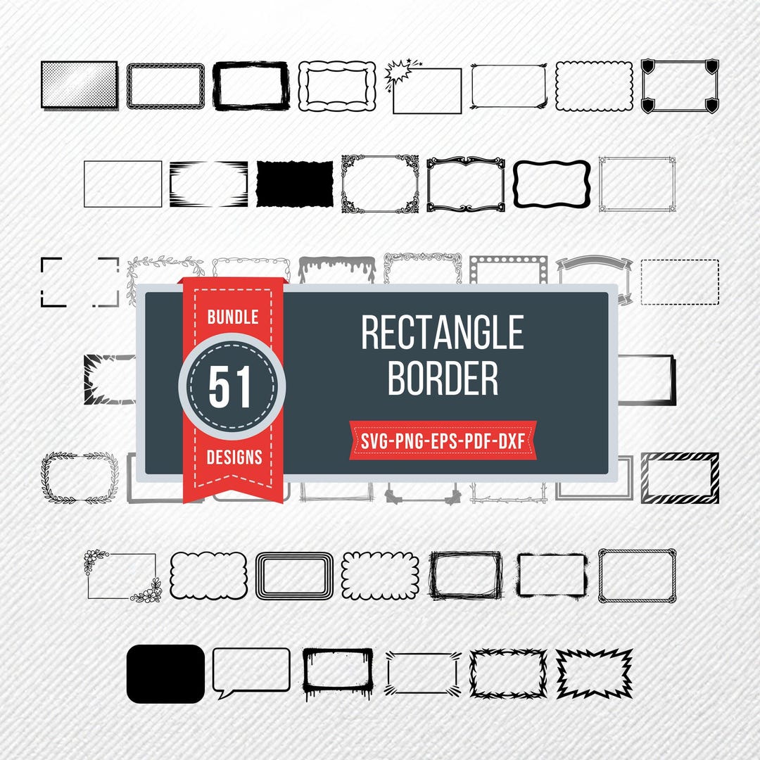 rectangle vector border design | eps png images free... Rectangle Border SVG Bundle, 51 Clipart Illustrations, Silhouette PNG ...