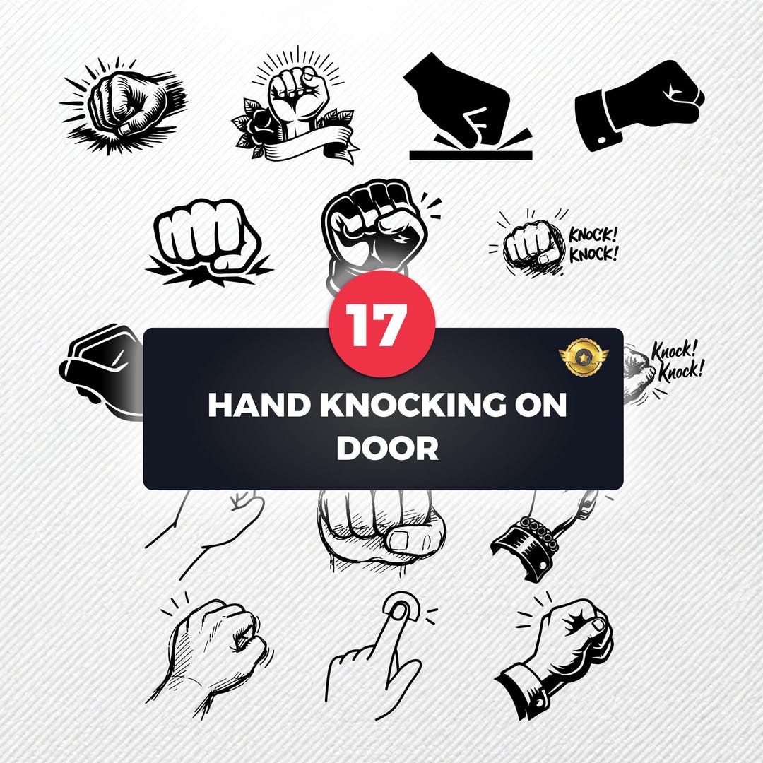 Hand Reference Knocking Hand Knocking on Door SVG Bundle | 17 Vector Clipart Drawings | PNG Eps ...