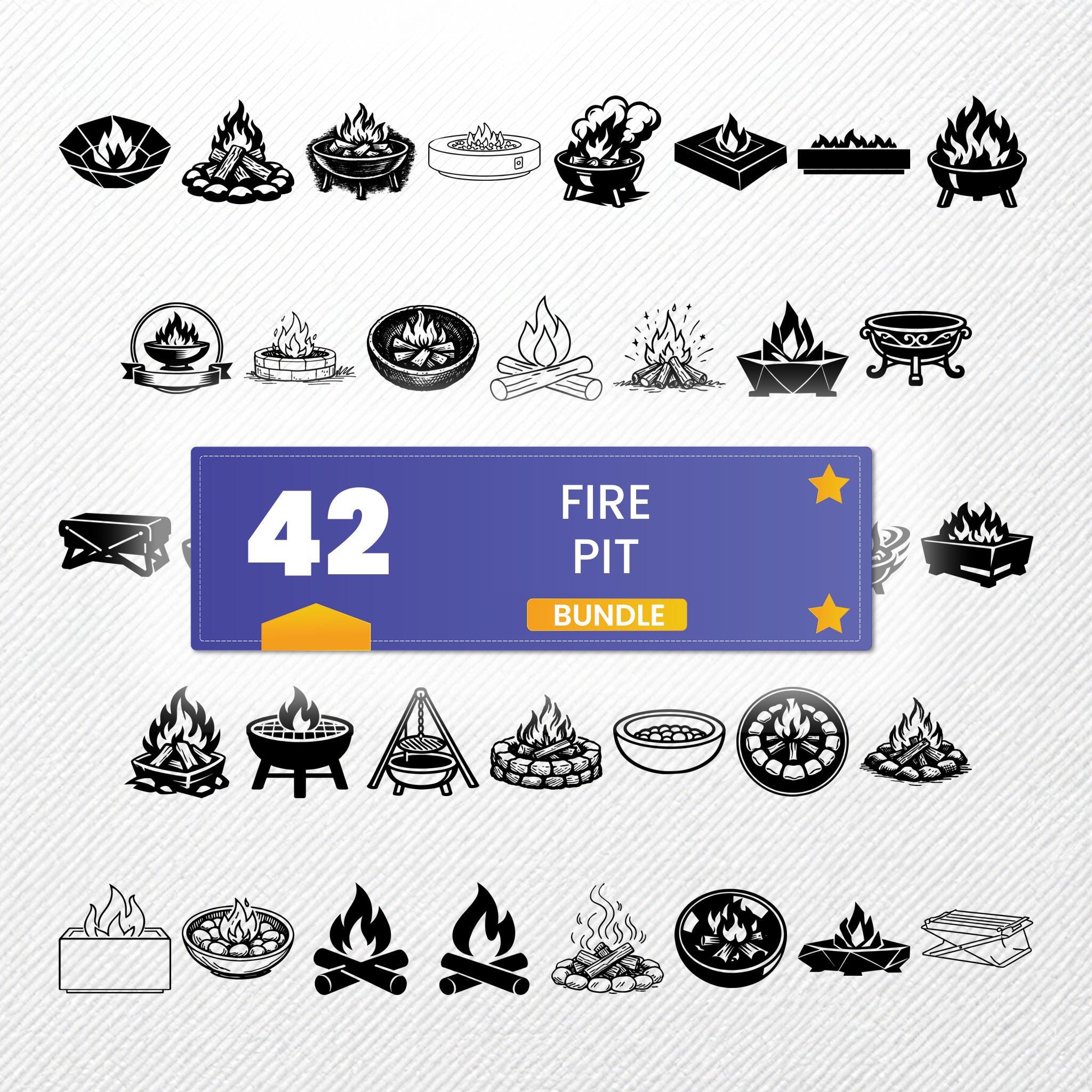 Fire Pit SVG Bundle | 42 Clipart PNG PDF Eps Dxf | Camping Campfire ...