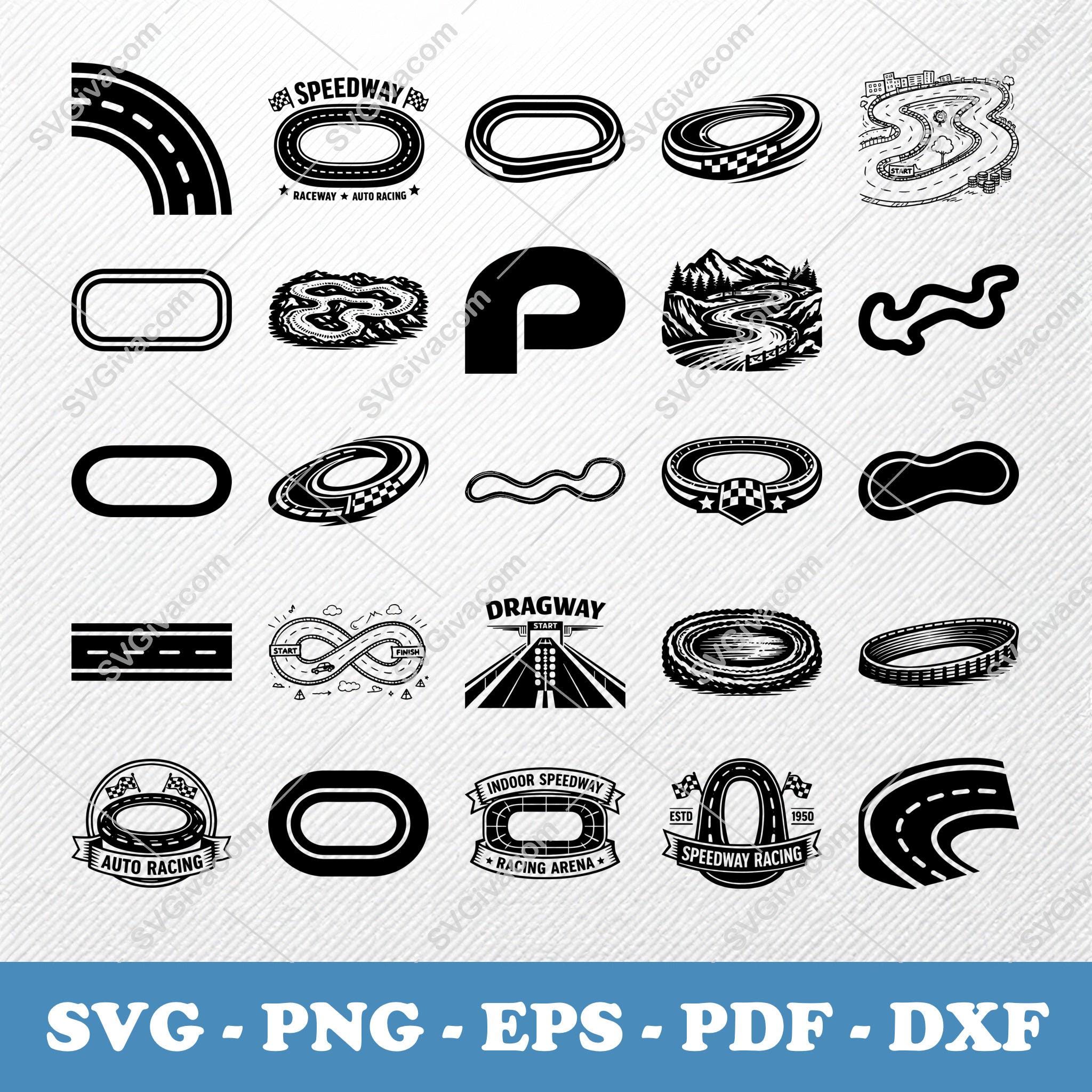 Midvale Raceway Vector Race Track SVG Bundle, 30 Raceway Silhouette Designs, Speedway Clipart ...