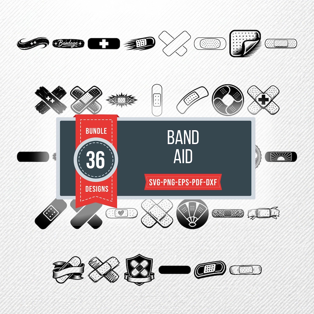 Band Aid SVG Bundle 36 Clipart | PNG Eps Dxf PDF Vector Illustrations ...