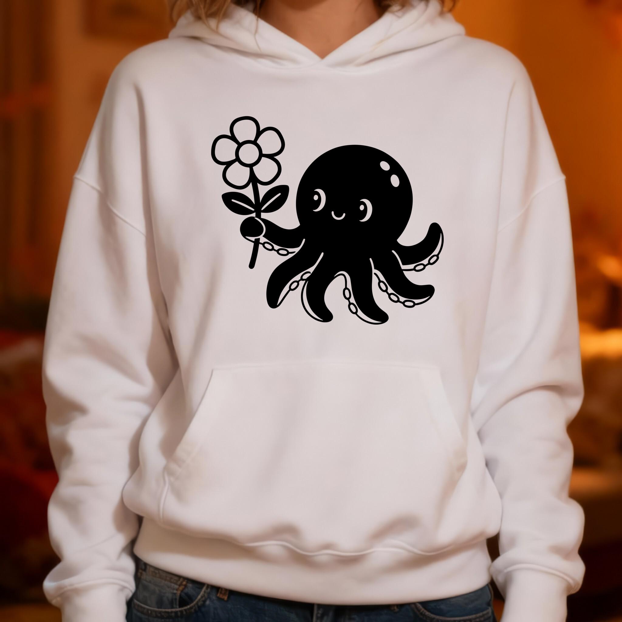 Octopus With Flower SVG | Chubby Cartoon Vector Clipart | PNG Dxf EPS ...