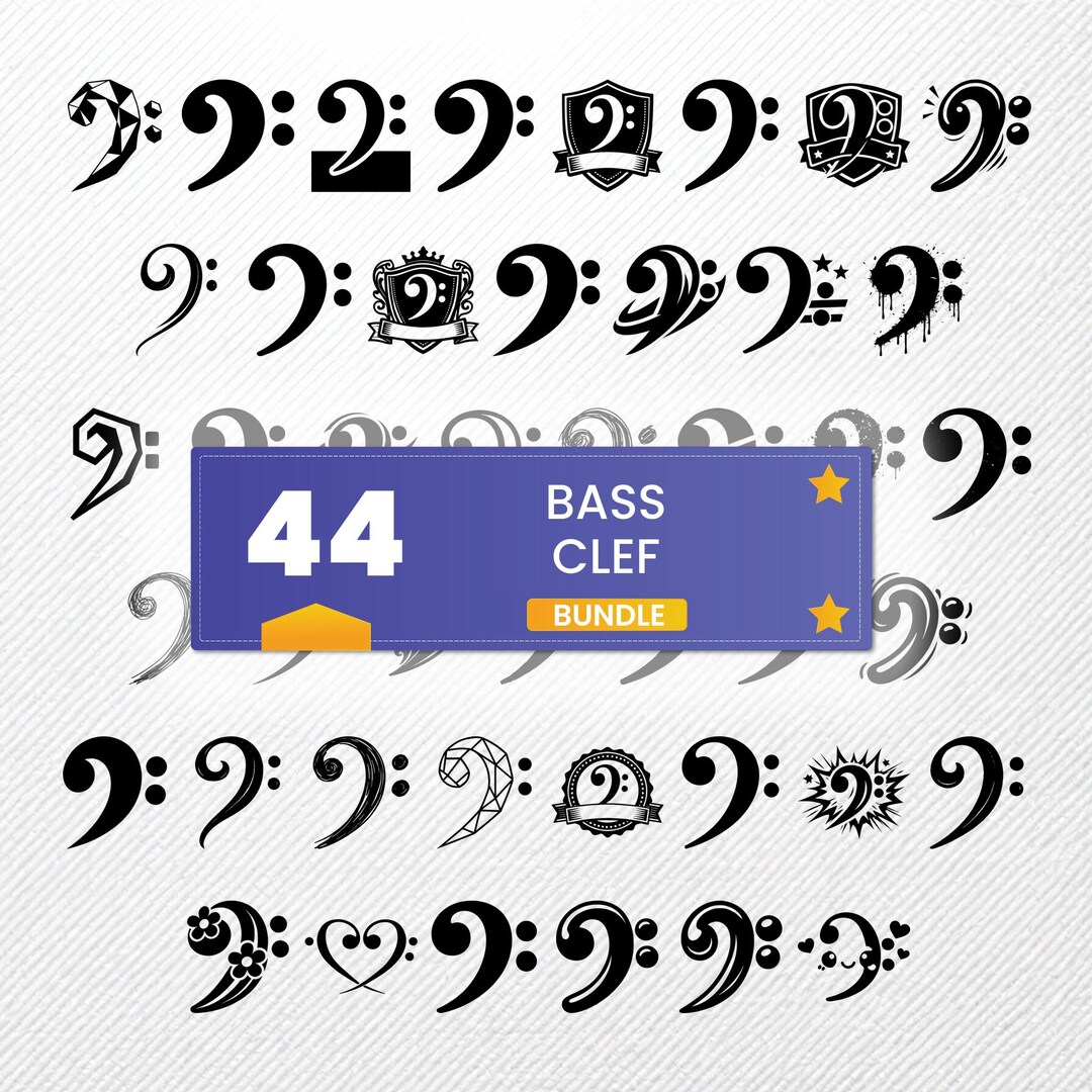 Bass Clef SVG Bundle | 44 Music Silhouette Clipart PNG Eps PDF Dxf ...