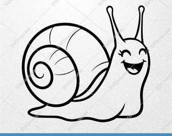Happy Snail Smiling SVG | Outline Vector Clipart | EPS PNG Dxf | Cricut Silhouette