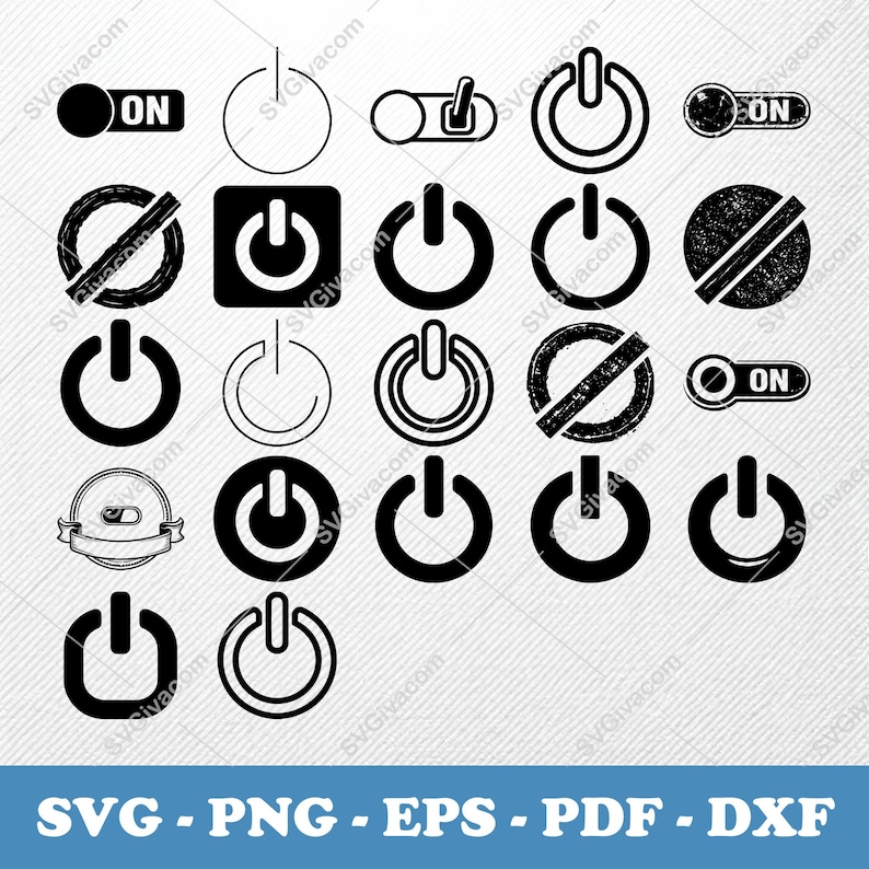 Circle and Line on off SVG Bundle | 22 Clipart Vector Icons | PNG Eps ...