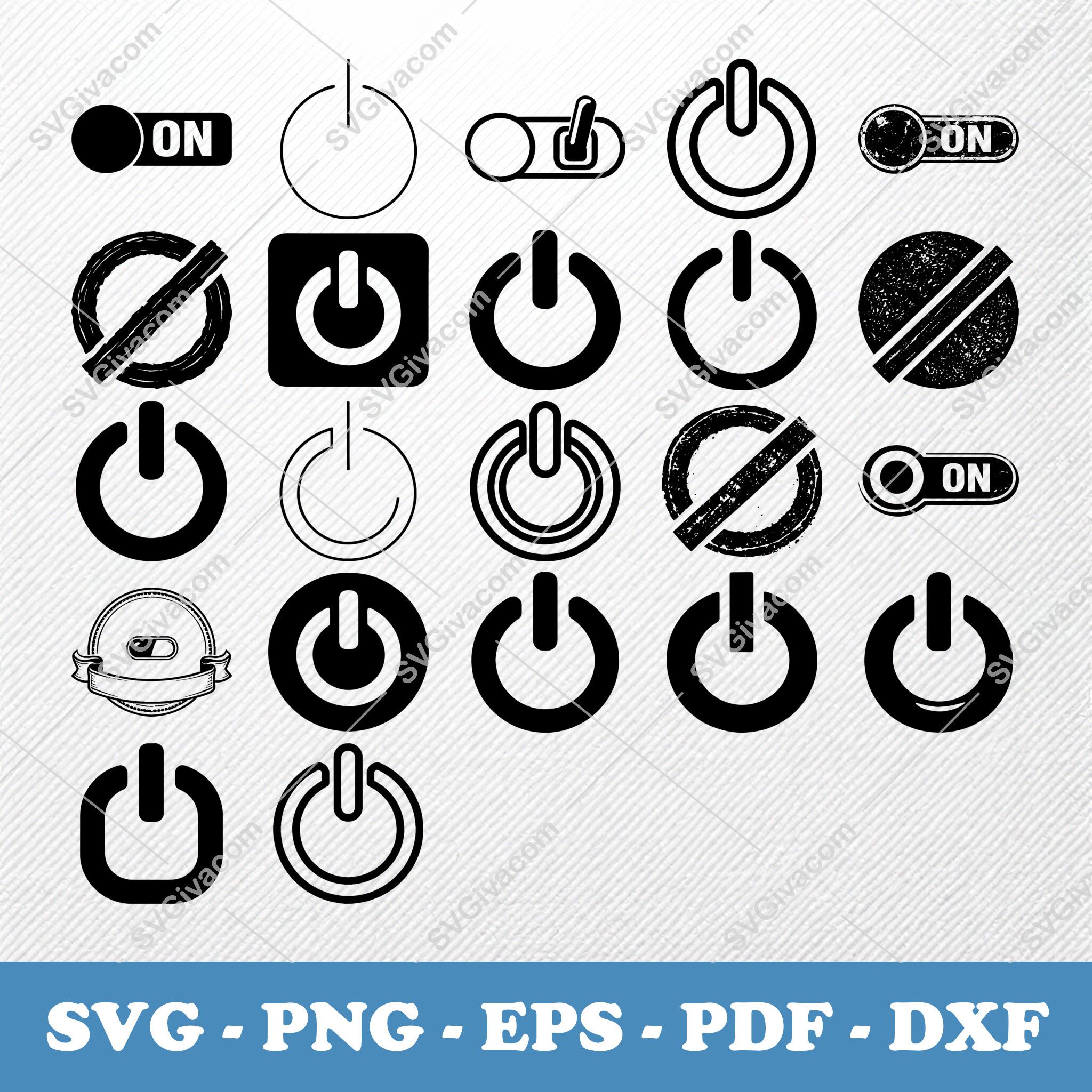 Circle and Line on off SVG Bundle | 22 Clipart Vector Icons | PNG Eps ...