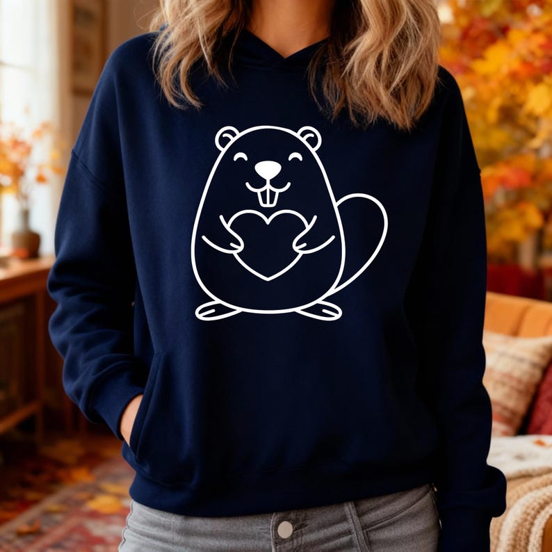 Beaver Holding Heart SVG | Puffy Vector Design | EPS PNG Dxf | Cricut ...