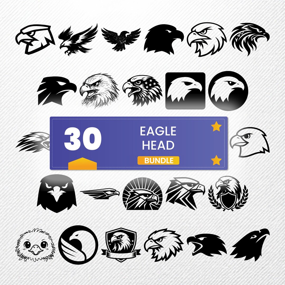 Eagle Head SVG Bundle 30 Clipart | PNG Eps PDF Dxf | Mascot Vintage ...