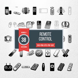 Remote Control SVG Bundle, 38 TV Clicker Silhouette Designs, Media Controller Clipart for Cricut, Television Remote PNG, Smart Home Vector