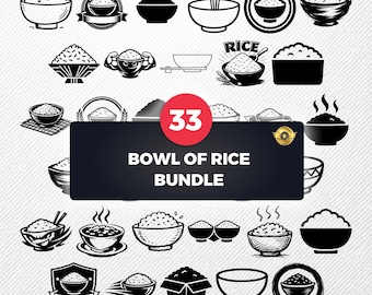 Bowl of Rice SVG Bundle 33 Clipart | PNG eps PDF dxf | Food Vector Illustrations