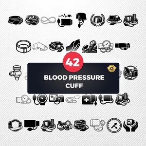 Blood Pressure Cuff SVG Bundle, 42 Medical Gauge Silhouette Designs, Nurse Clipart for Cricut, Sphygmomanometer PNG, Healthcare Vector