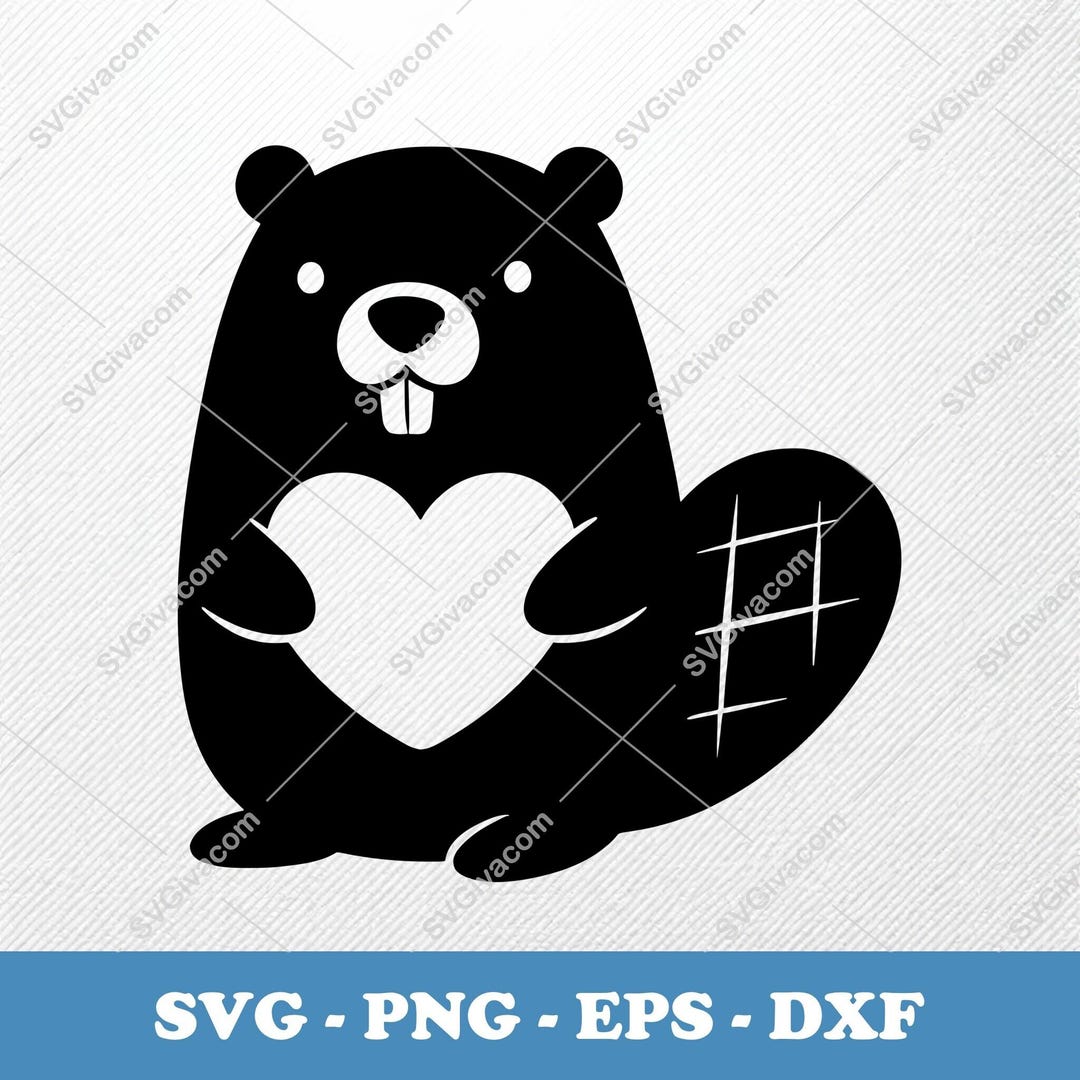 Beaver Holding Heart SVG | Cartoon Vector Clipart | EPS PNG Dxf ...