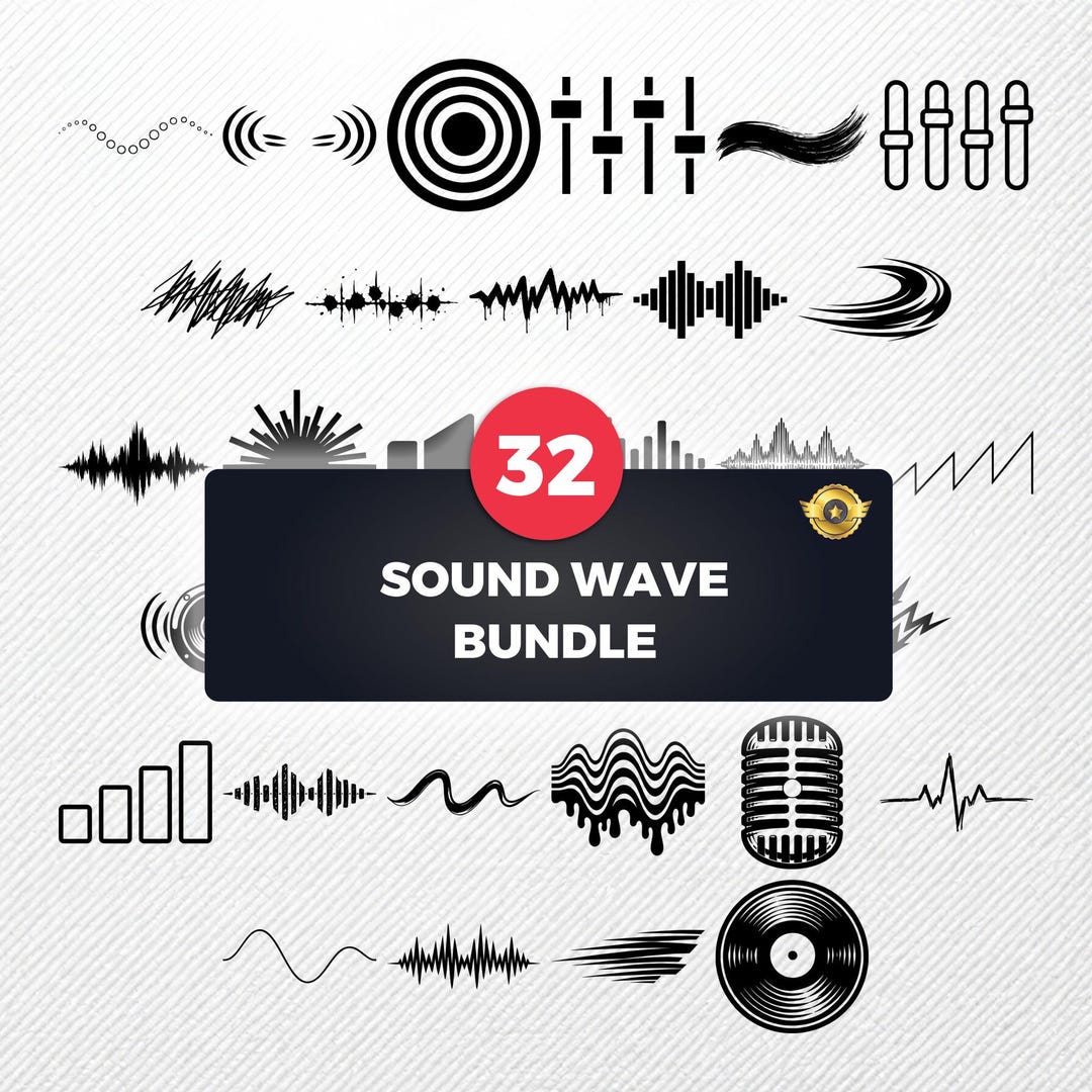 Sound Wave SVG Bundle | 32 Music Audio Clipart | PNG Eps PDF Dxf ...