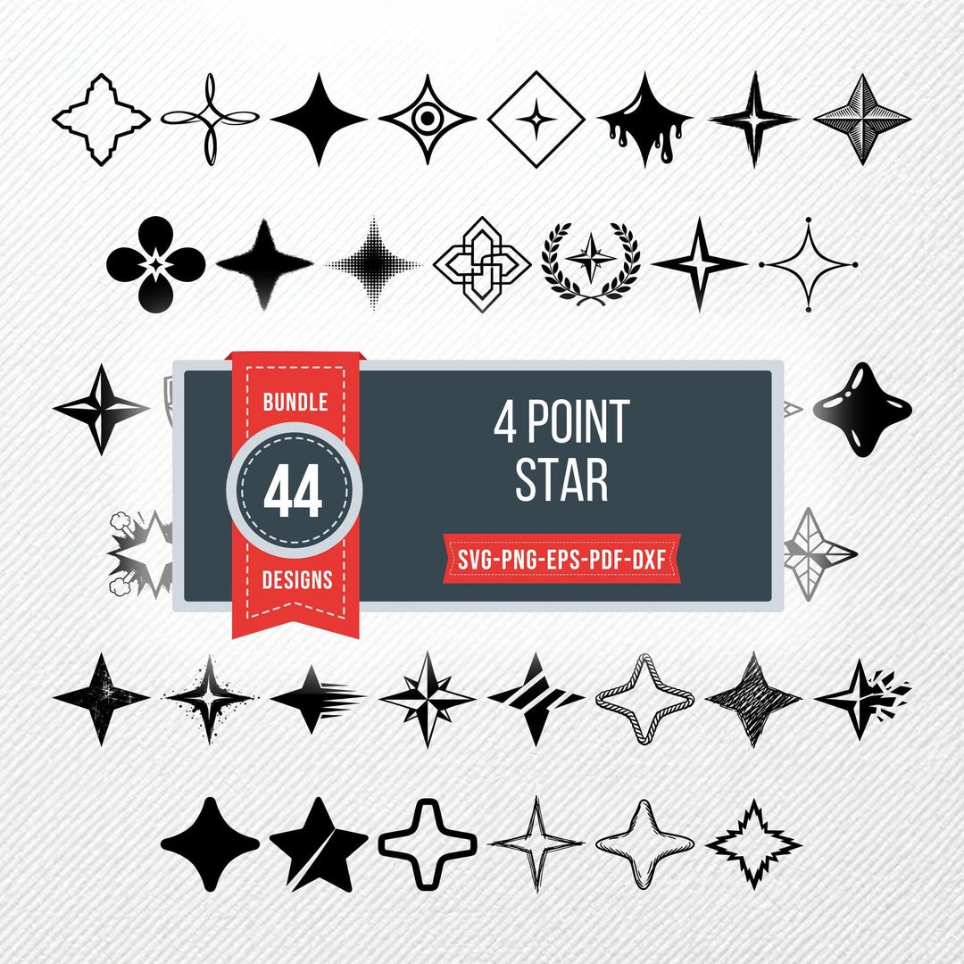 All Point Svg 4 Point Star SVG Bundle | 44 Clipart PNG PDF Eps Dxf | Retro Silhouette ...