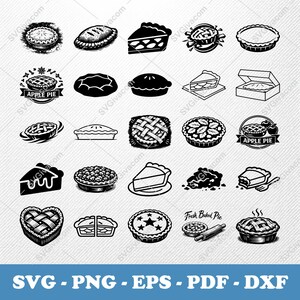 Apple Pie SVG Bundle, 46 Dessert Silhouette Designs, Fall Baking Clipart for Cricut, Pastry PNG, Thanksgiving Pie Vector, food svg