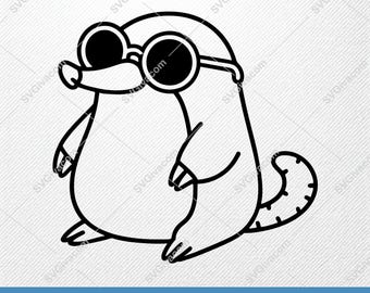 Mole Wearing Sunglasses SVG | Puffy Cartoon Vector Clipart | PNG Dxf EPS Cut File for Cricut Silhouette