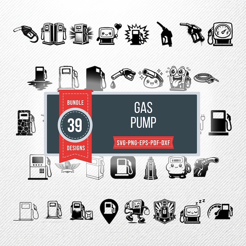 Gas Pump SVG Bundle 39 Clipart | Fuel Nozzle Vector Silhouette | PNG ...