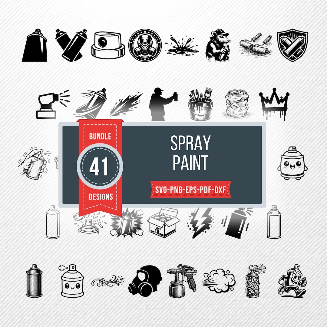 Spray Paint SVG Clipart Bundle | 41 Street Art Designs | PNG Eps Pdf ...