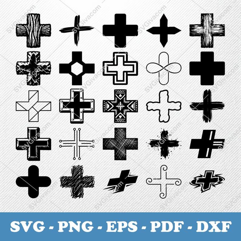 Plus Sign SVG Bundle, 42 Cross Mark Silhouette Designs, Addition Symbol ...