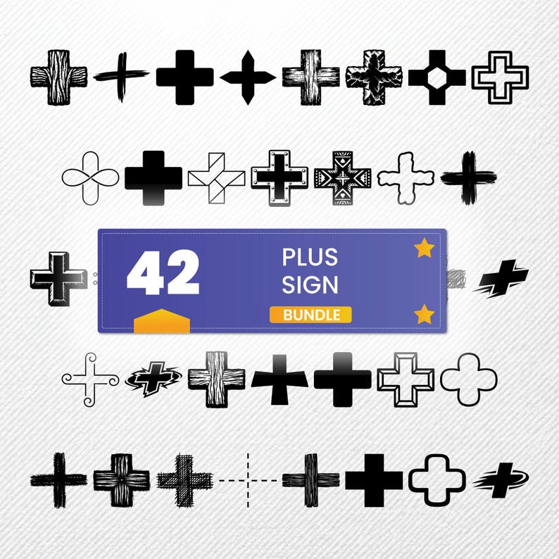 Plus Sign SVG Bundle, 42 Cross Mark Silhouette Designs, Addition Symbol ...