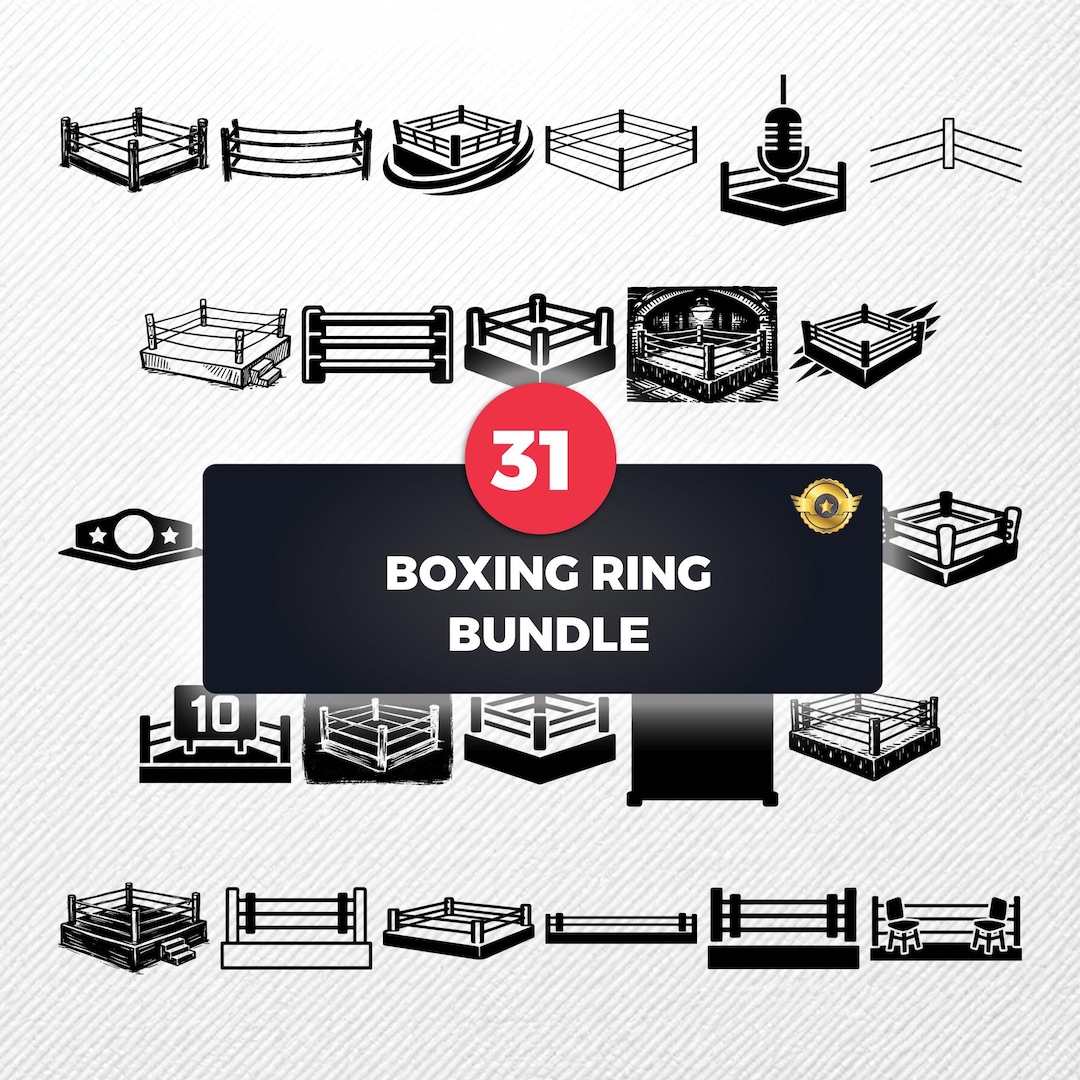 Boxing Ring SVG Bundle, 31 Fight Ring Silhouette Designs, Boxer Clipart ...