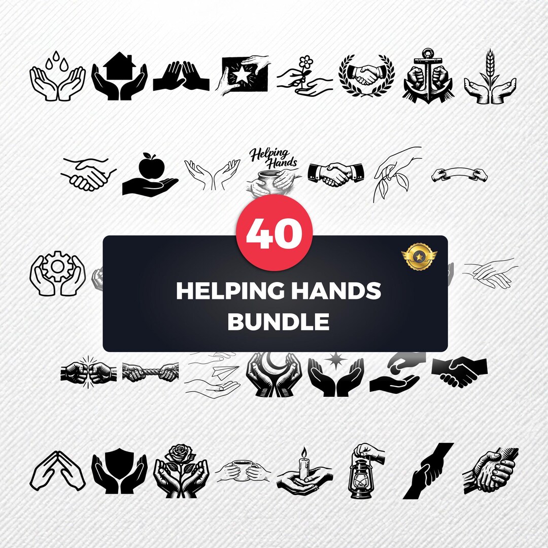 Helping Hands SVG Bundle, 40 Support Hands Silhouette Designs ...