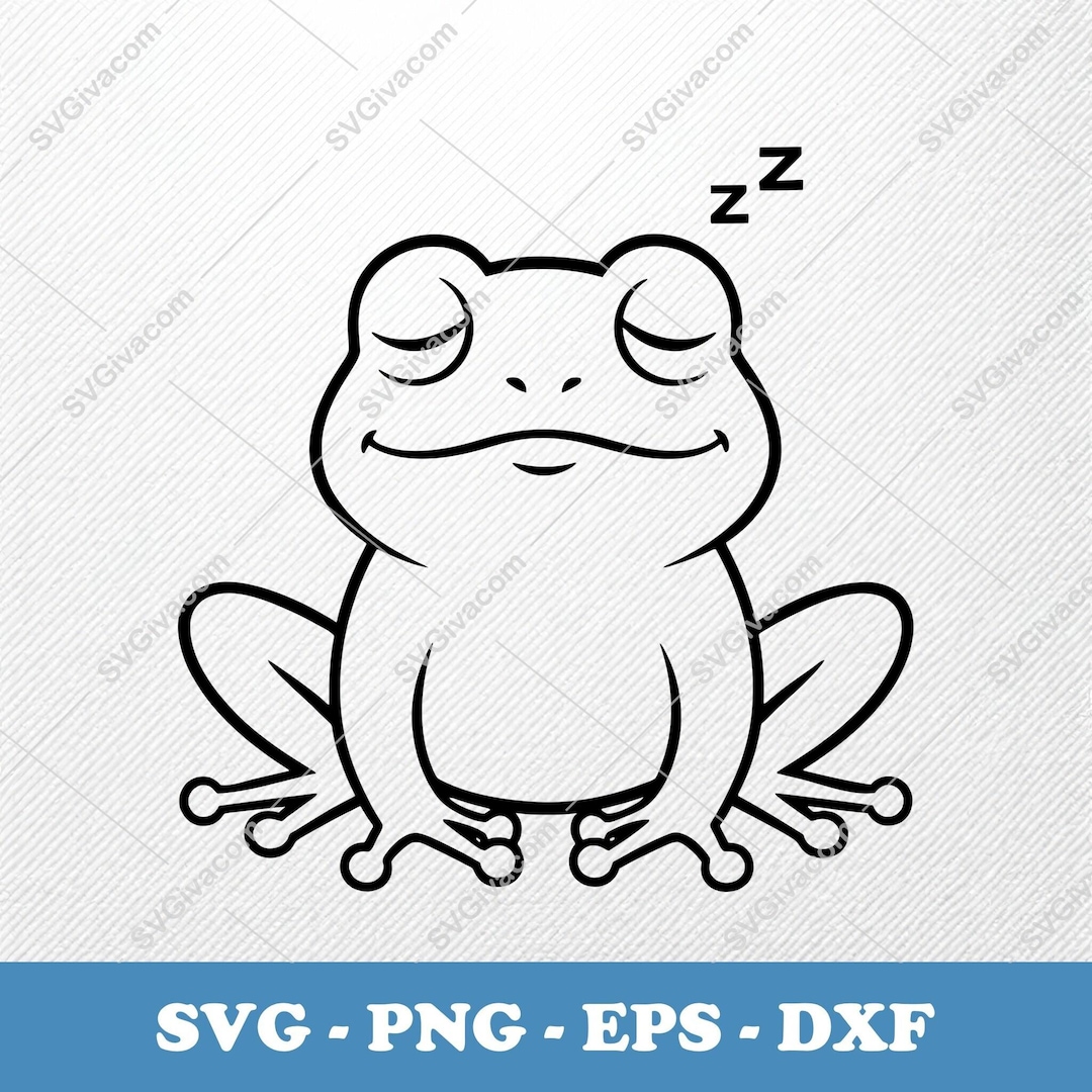 Frog Sleeping SVG | Puffy Dreamy Toad Vector Clipart | EPS PNG Dxf ...