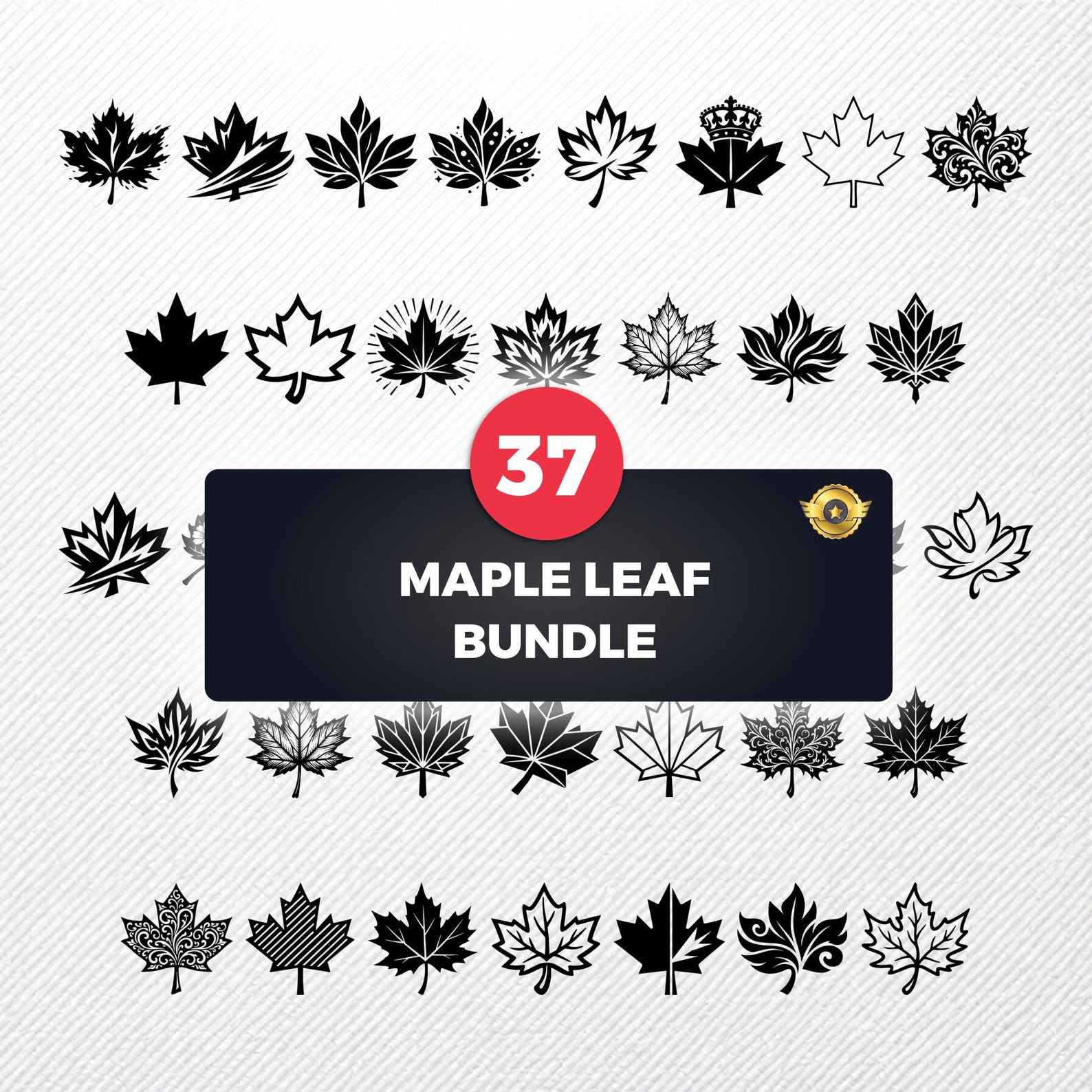Maple Leaf SVG Bundle | 37 Vector Clipart | PNG EPS Dxf Pdf ...