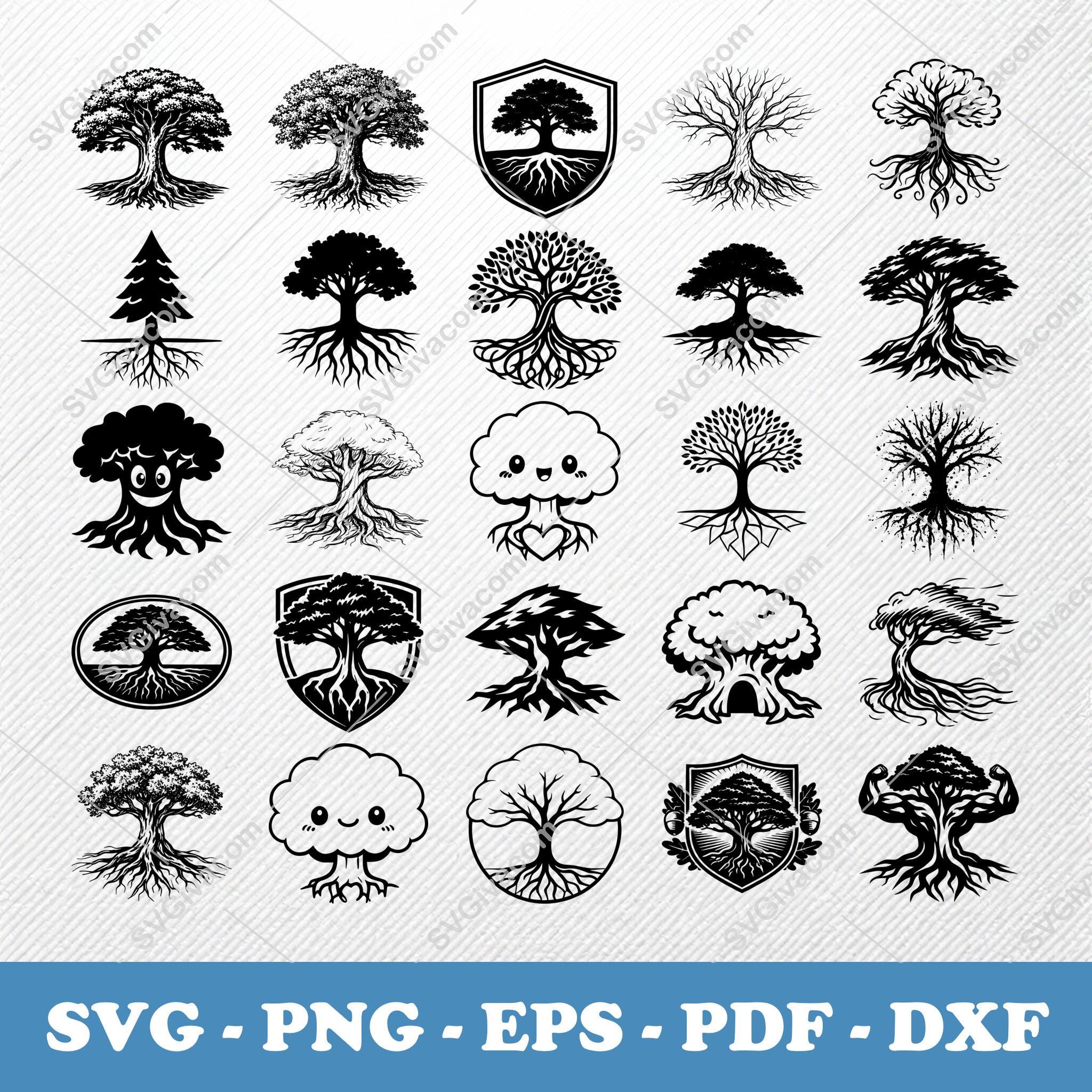 40 Tree With Roots SVG Bundle Clipart | PNG Eps PDF Dxf | Silhouette ...
