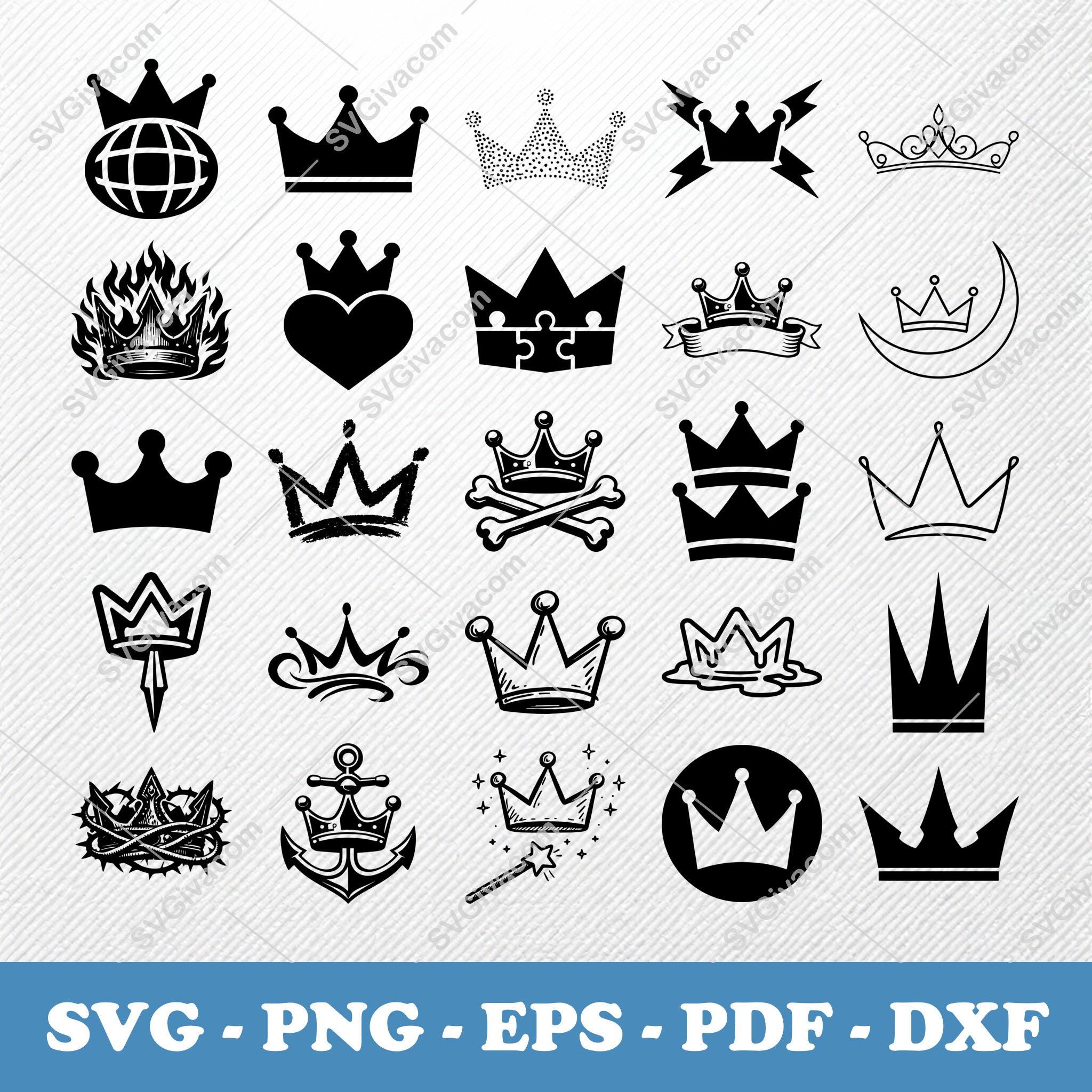 Three Point Crown Shape 3 Point Crown SVG Bundle, 40 Royal Crown Silhouette Designs, King Tiara ...