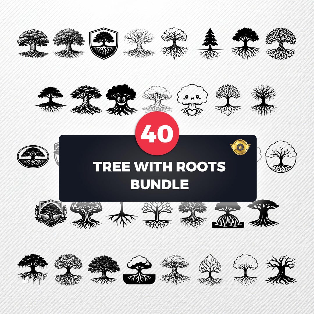 40 Tree With Roots SVG Bundle Clipart | PNG Eps PDF Dxf | Silhouette ...