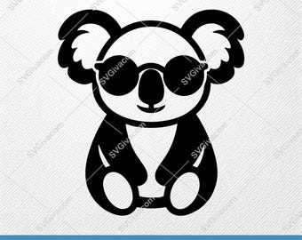 Koala with Sunglasses SVG | Rounded Soft Vector Clipart | EPS PNG Dxf | Cricut Silhouette