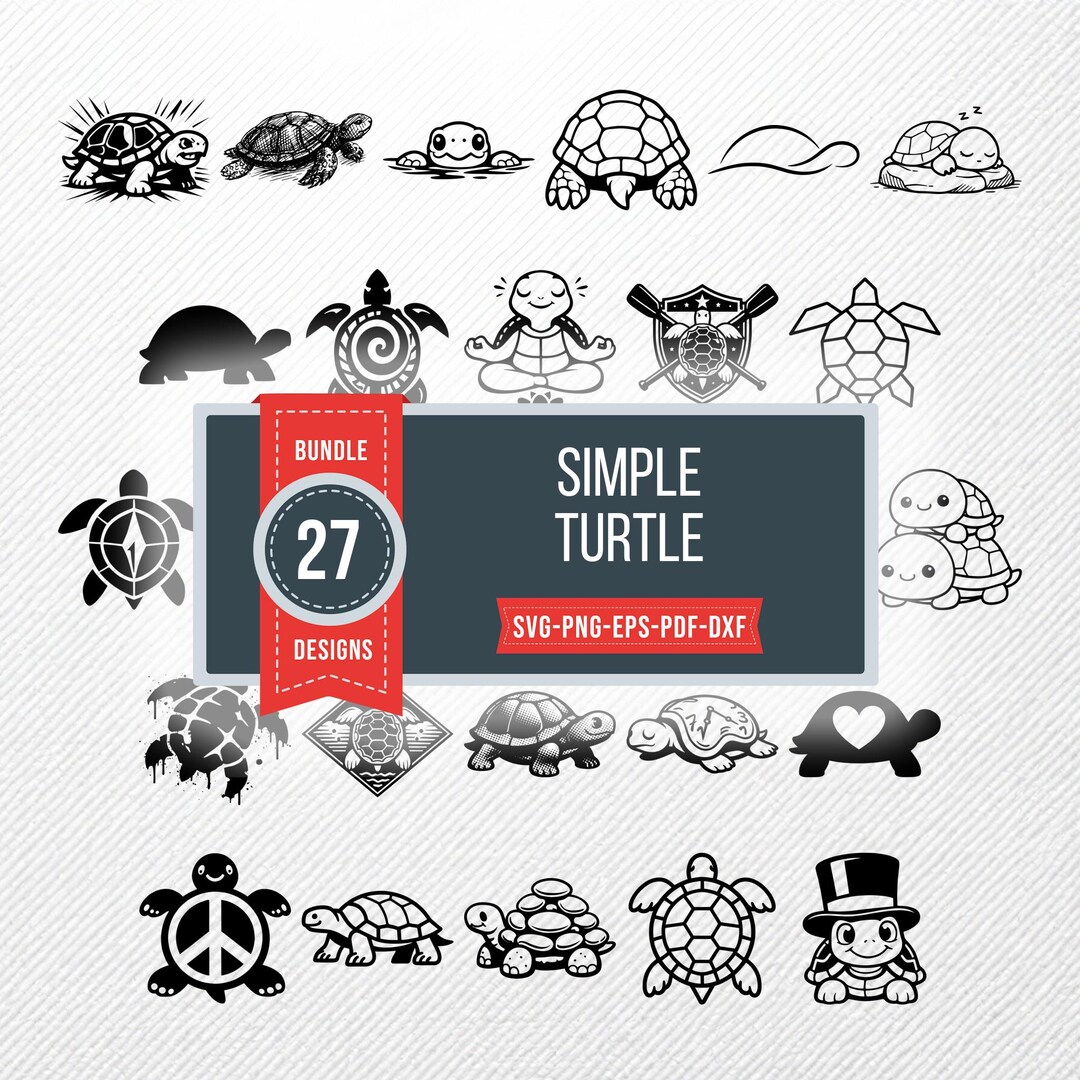 Tsimple Turtle Simple Turtle SVG Bundle 27 Clipart | PNG Eps Dxf PDF | Commercial Use ...