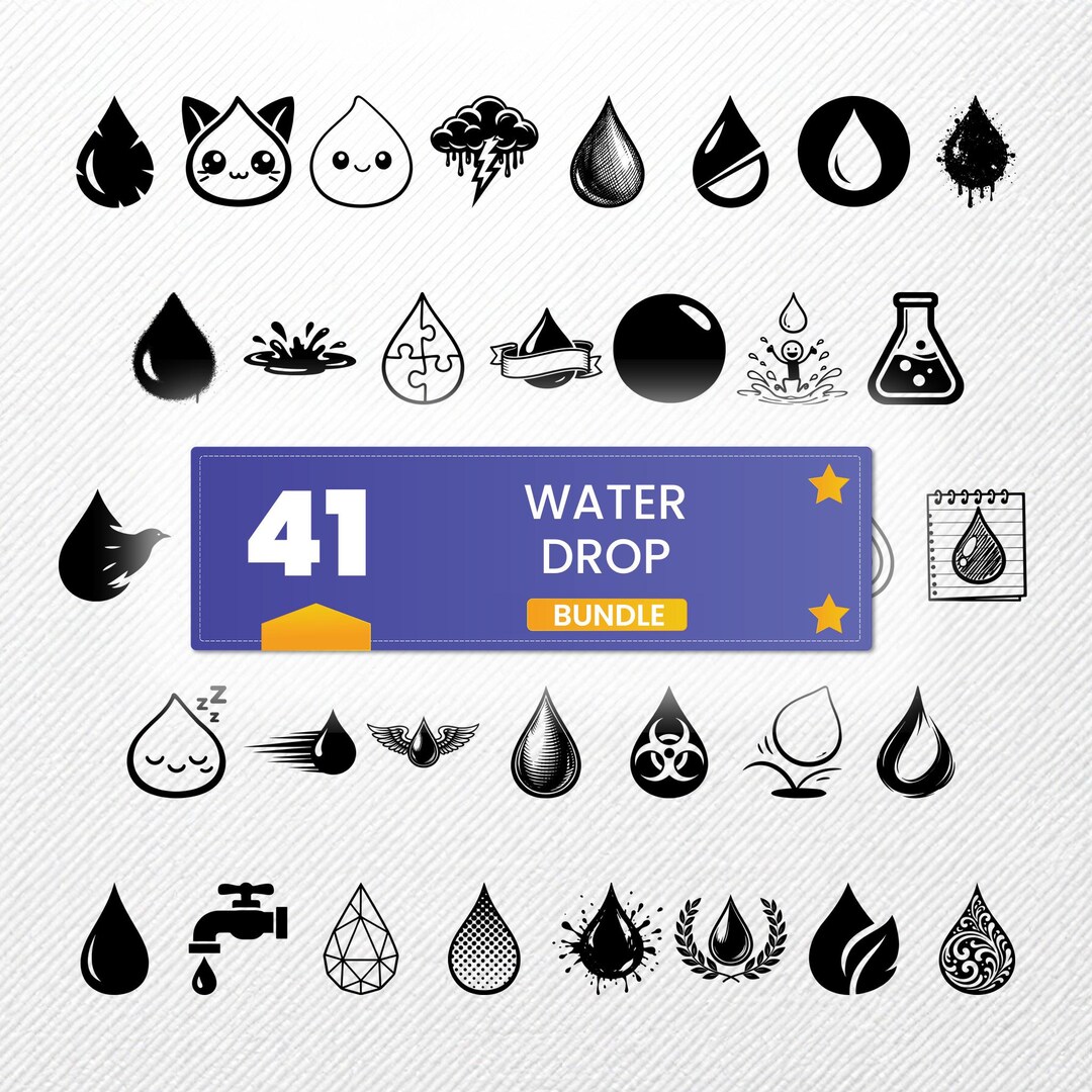 Water Drop SVG Bundle | 41 Clipart Designs PNG Eps PDF Dxf | Vector ...